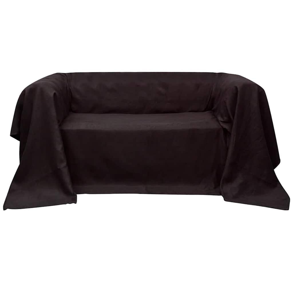 Micro-Suede Couch Slipcover Brown 350 x 270 cm Slipcovers 350x270cm