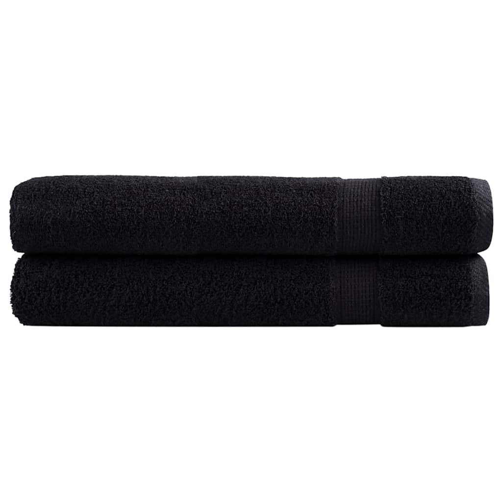 Towel Cotton Black 200 x 100 cm Bathroom Bath Linen Home Towels 2 pcs SOLUND