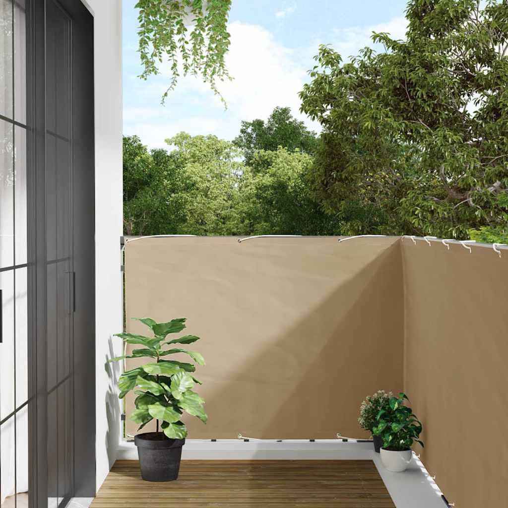 Balcony Screen Oxford Fabric Beige Waterproof UV Resistant 120 x 600 cm