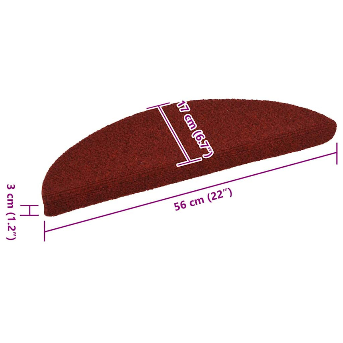 Stair Mats Self-Adhesive Bordeaux Half Needle-Punched Fabric (100% Bordeaux