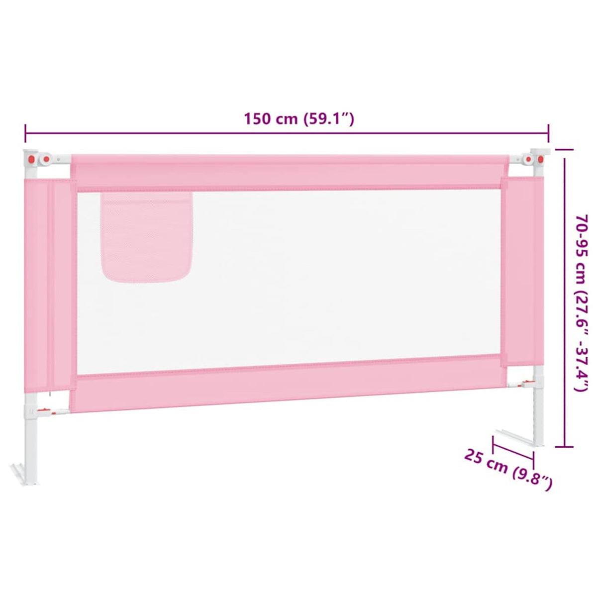 Toddler Safety Bed Rail Fabric (100% Polyester) Pink 150 x 25 x 95 cm Bedguard