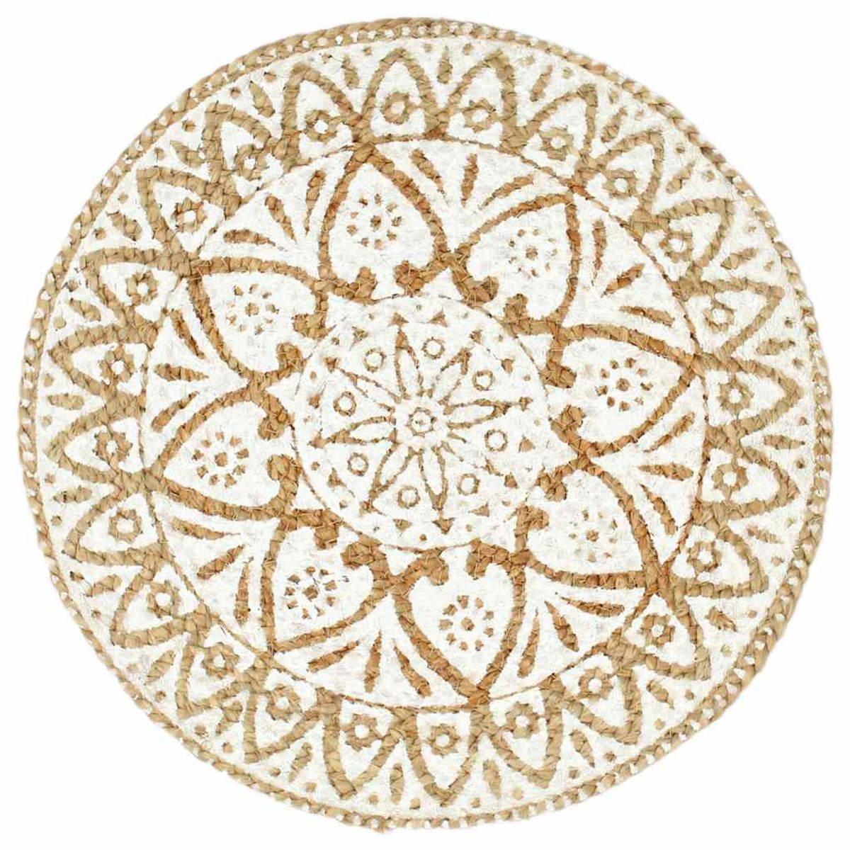 Placemats Round Jute White Floor Mat Home Non Slip Placemat 4 pcs