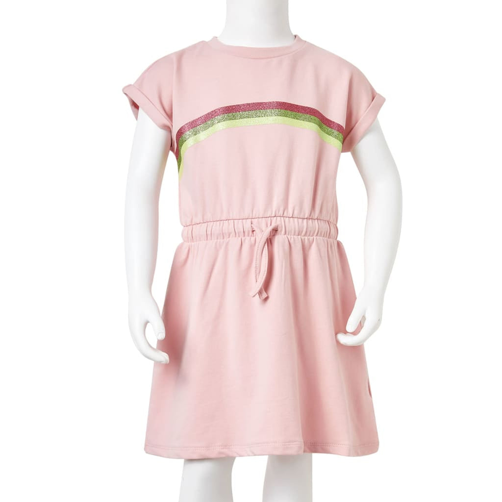 Dress Cotton Light Pink 128 Kids' Dresses Kids' Dresse Kids'Dress Drawstring