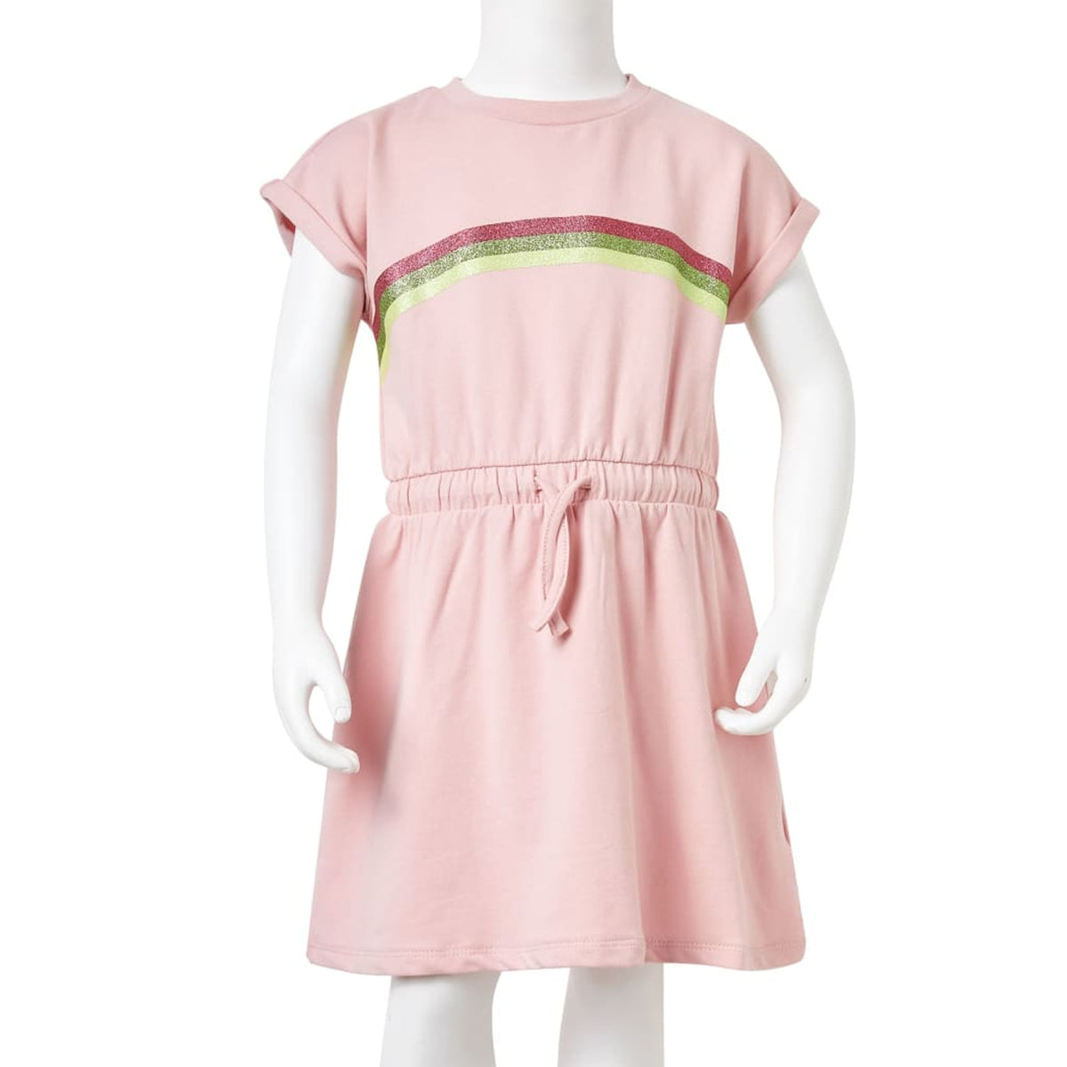 Dress Cotton Light Pink 128 Kids' Dresses Kids' Dresse Kids'Dress Drawstring