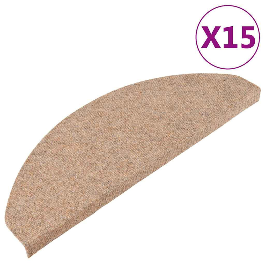 Stair Mats Self-Adhesive Needle Felt Fabric (95%Pes Beige 65 x 22.5 x 3.5 cm