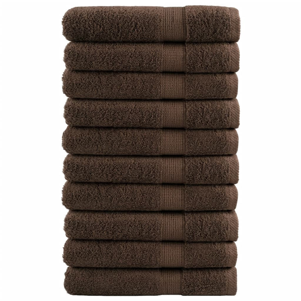 Towel Cotton Brown 200 x 100 cm Bathroom Bath Linen Home Towels 10 pcs SOLUND