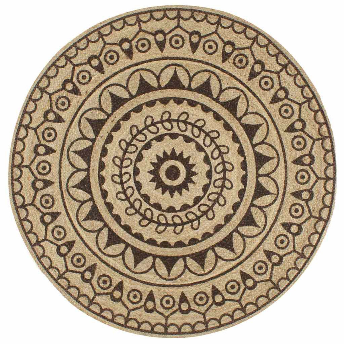 Rug Braided Jute Natural 150 x 150 cm Floor Mat Home Decor Floor Variant 2