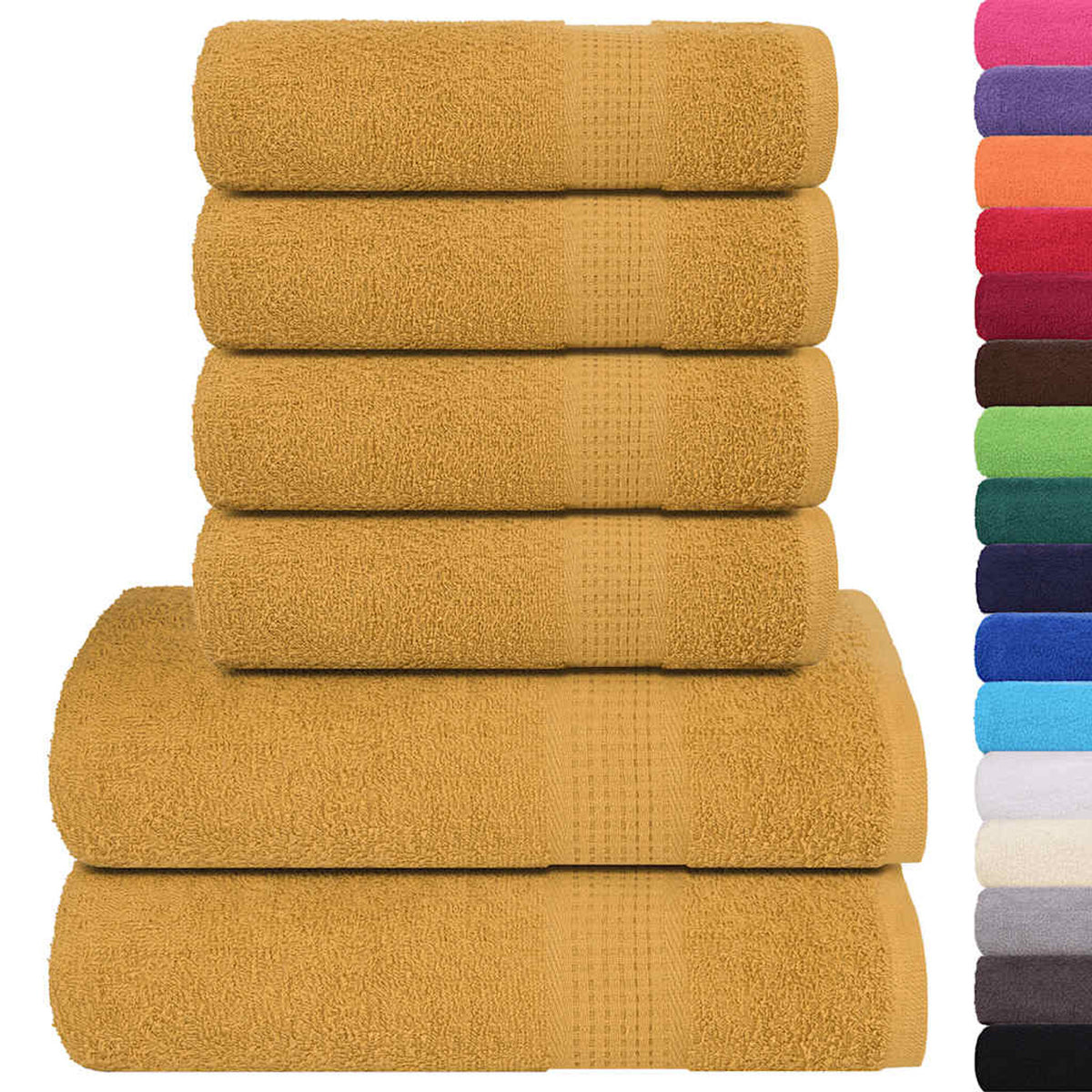 Towel Cotton Gold 50 x 100 cm Bathroom Bath Linen Home Bath Towels & Flannels