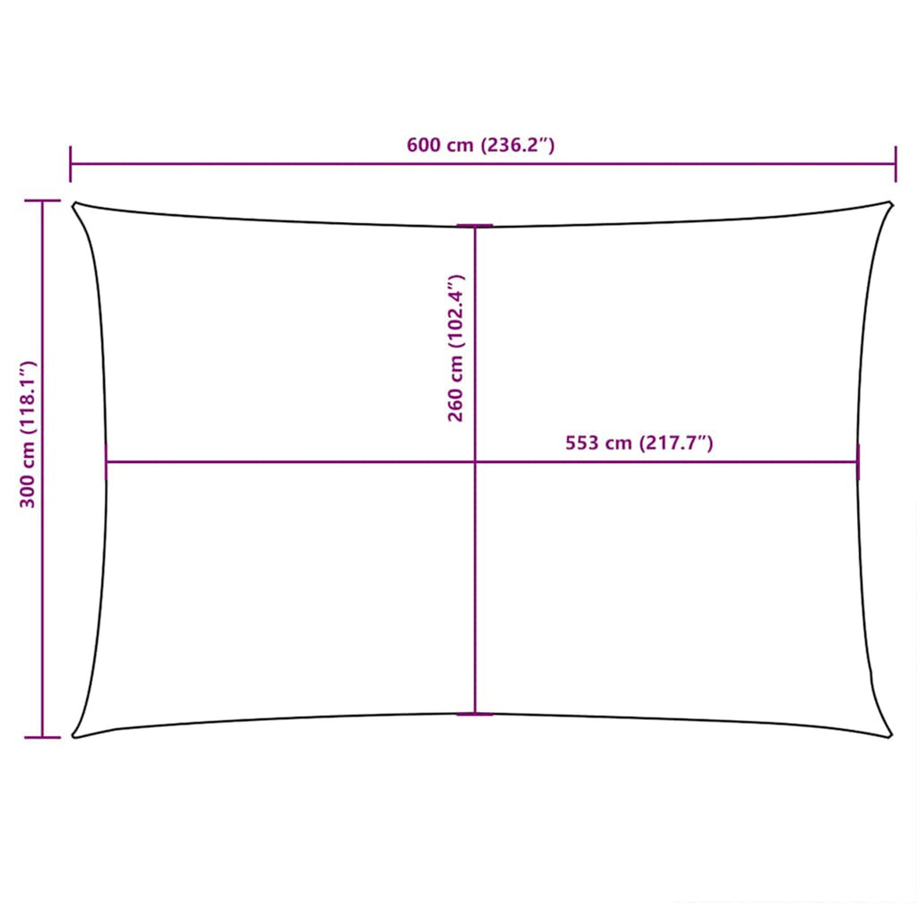 Sunshade Sail Oxford Fabric White Water Resistant UV Resistant 300 x 600 cm