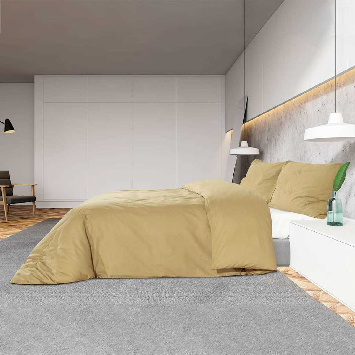 Duvet Cover Cotton Taupe 200 x 135 cm Bedding Bed Linen Bedroom Quilt 200x135cm