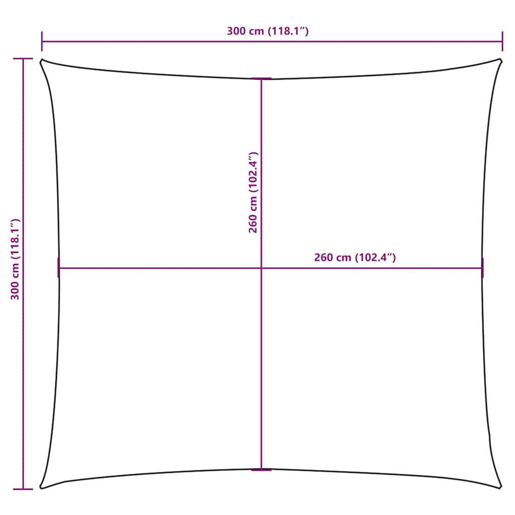 Sunshade Sail Oxford Fabric White Water Resistant UV Resistant 300 x 300 cm
