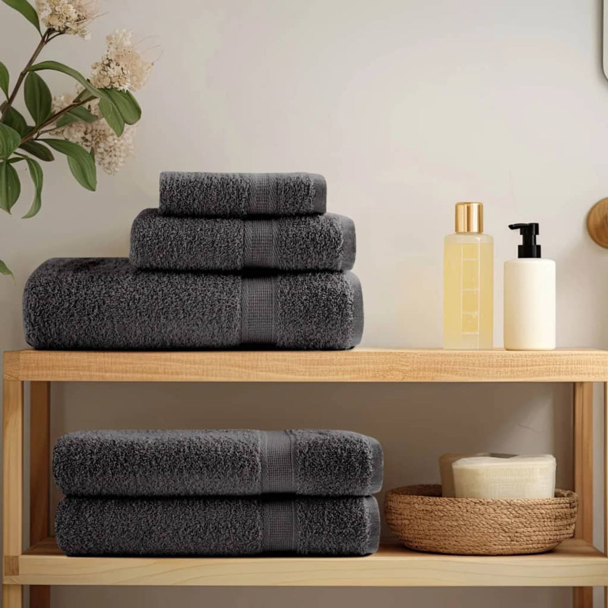 Towel Cotton Anthracite 200 x 80 cm Bathroom Bath Linen Home Towels Variant 2