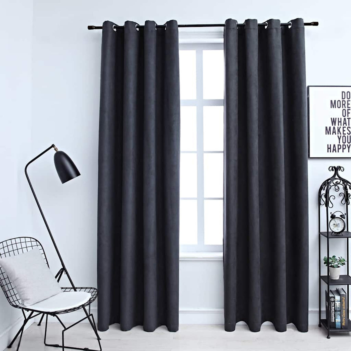 Blackout Curtain Polyester Anthracite 140 x 245 cm Window Dressing Variant 3