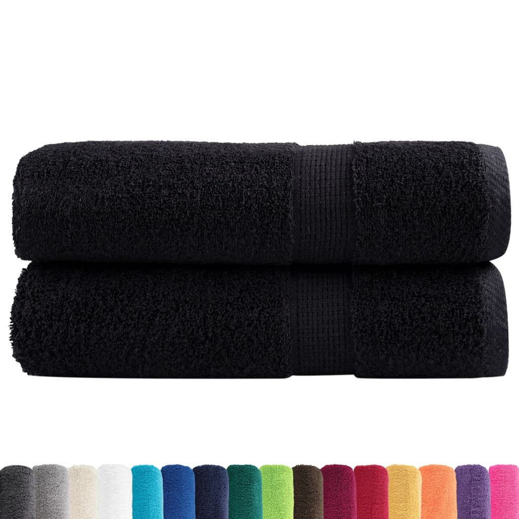 Towel Cotton Black 100 x 50 cm Bathroom Bath Linen Home Towels 2 pcs Variant 2