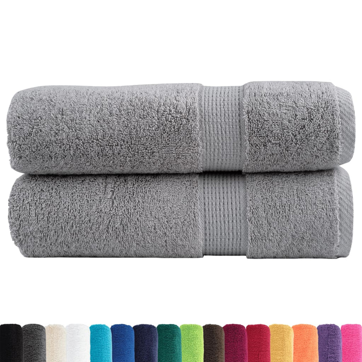 Towel Cotton Grey 100 x 50 cm Bathroom Bath Linen Home Towels 2 pcs Variant 2