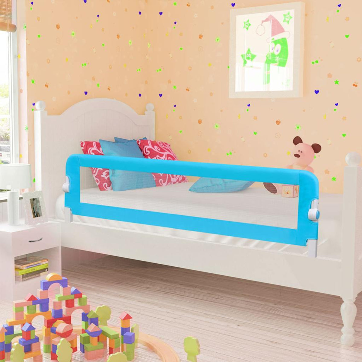 Toddler Safety Bed Rail Polyester Blue 120 x 40.5 x 42 cm Child Bed Guard 5x42cm
