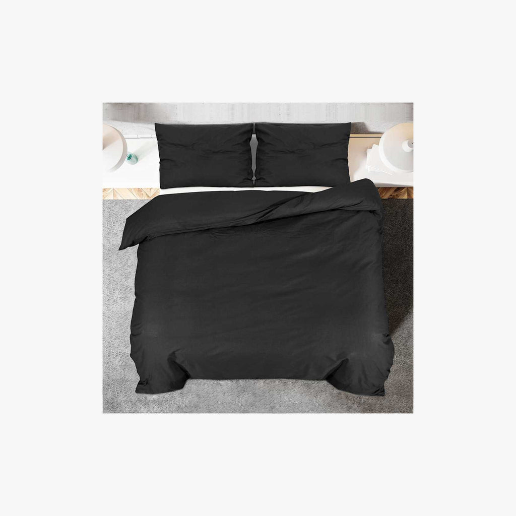 Duvet Cover Cotton Black 240 x 260 cm Bedding Bed Linen Bedroom Quilt 240x260cm