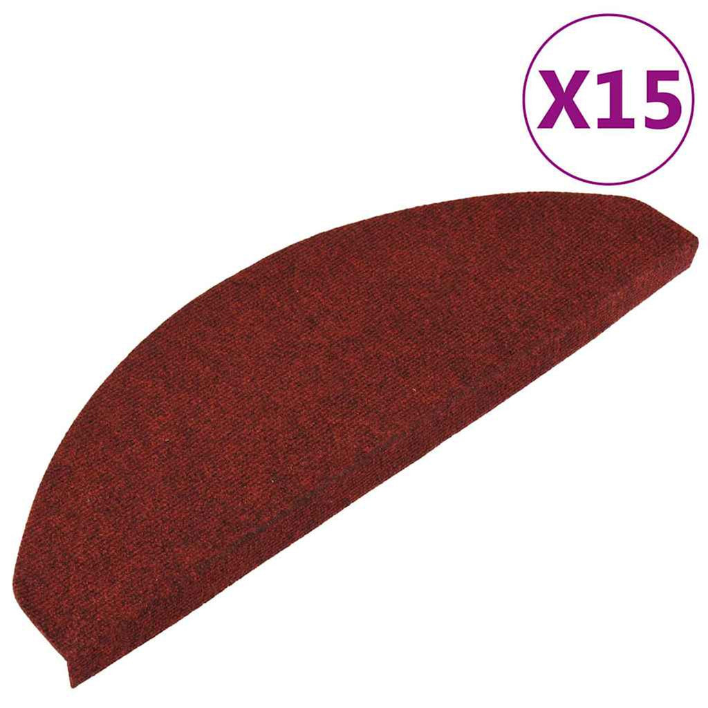 Stair Mats Self-Adhesive Needle Felt Fabric (95%Pes Red 65 x 22.5 x 3.5 cm
