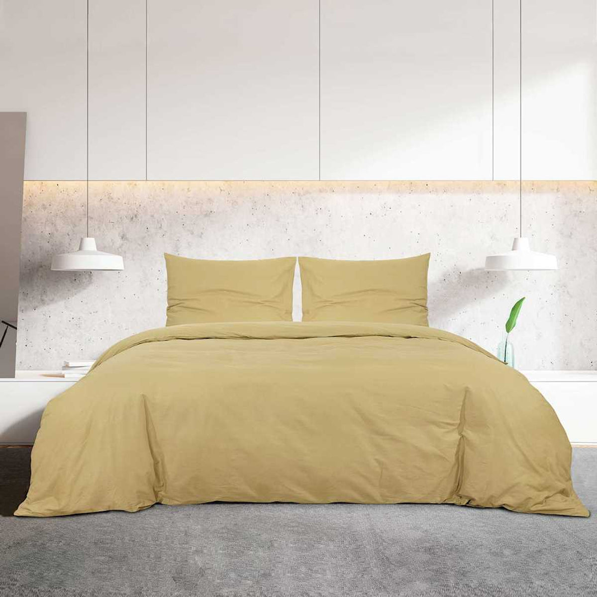 Duvet Cover Microfiber Fabric (100% Poly Taupe 200 x 200 cm Bedding Variant 2