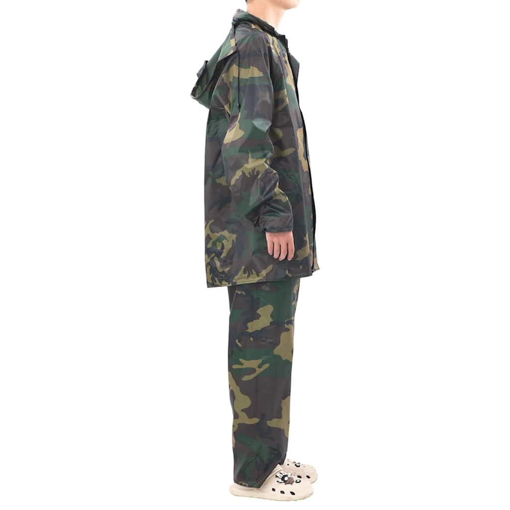 Men'S Camo Print Rain Suit Camouflage - Green x L Waterproof Suits Hood XL