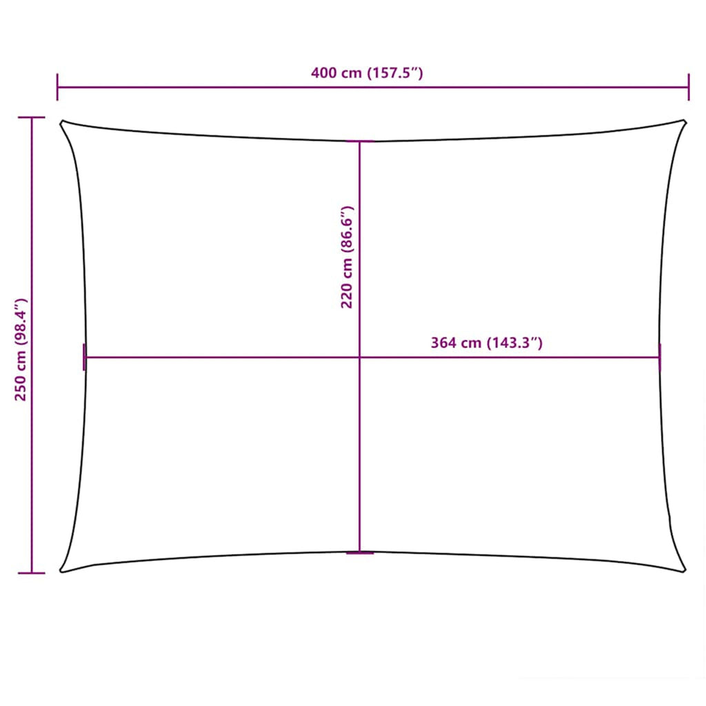 Sunshade Sail Oxford Fabric Black Water Resistant UV Resistant 250 x 400 cm