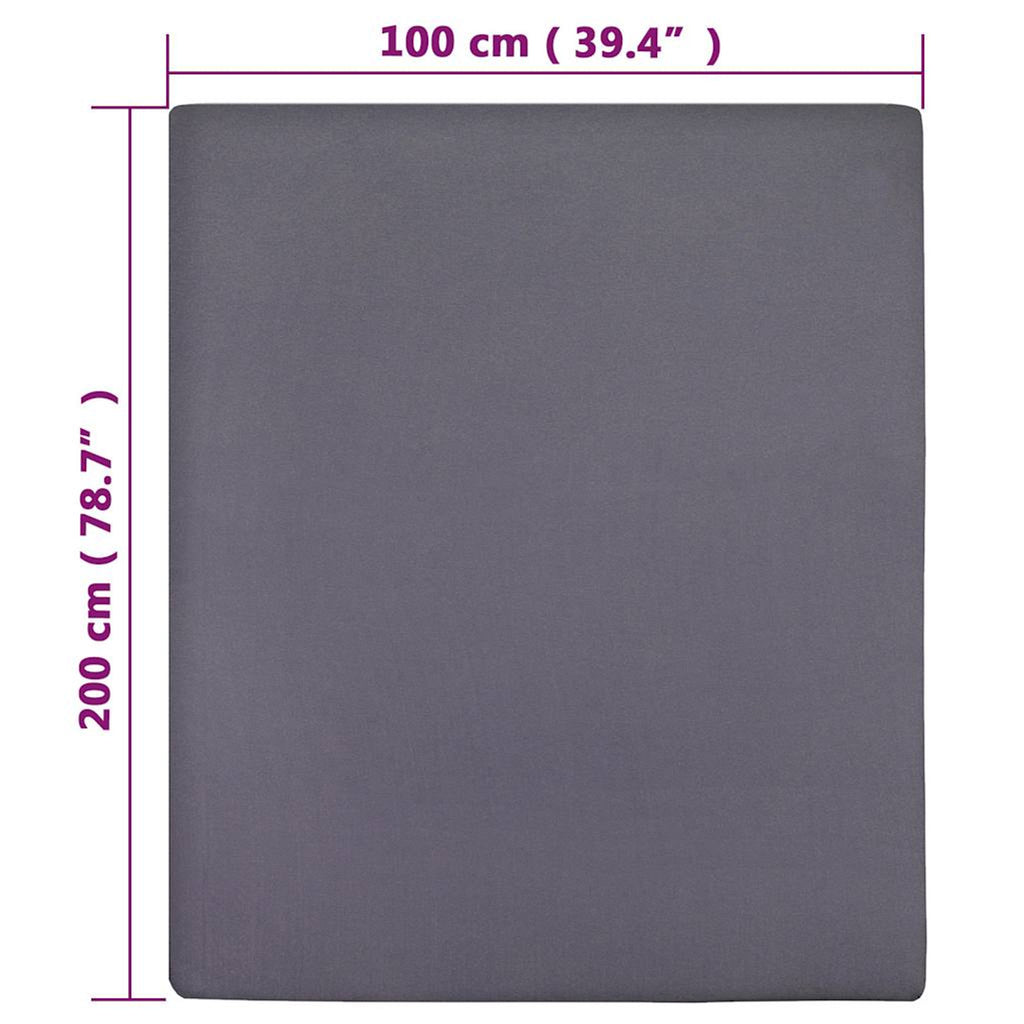 Jersey Fitted Sheets Cotton Anthracite 200 x 100 cm Bedroom Furniture Bedstead