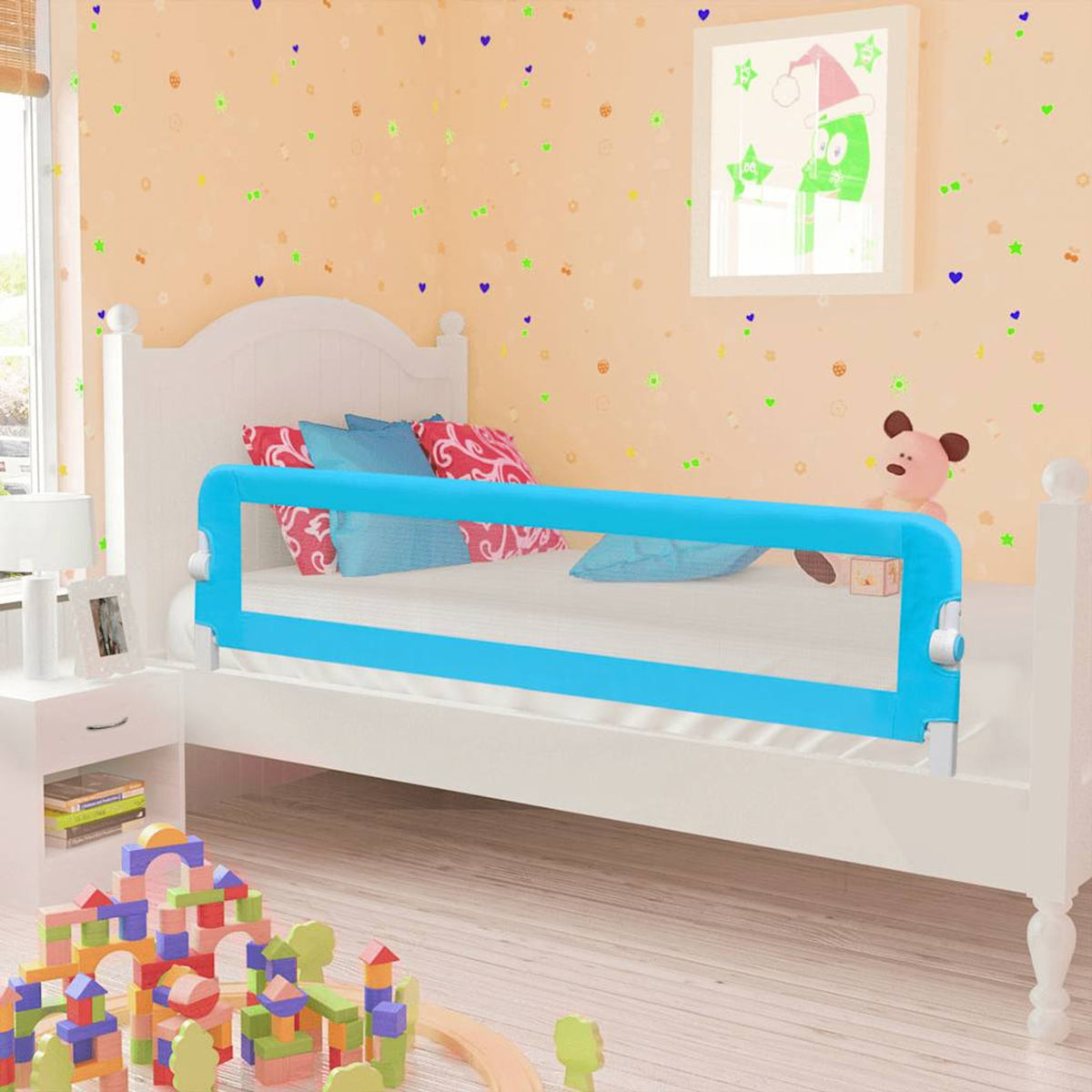 Toddler Safety Bed Rail Polyester Blue 150 x 36.5 x 42 cm Child Bed Guard 5x42cm