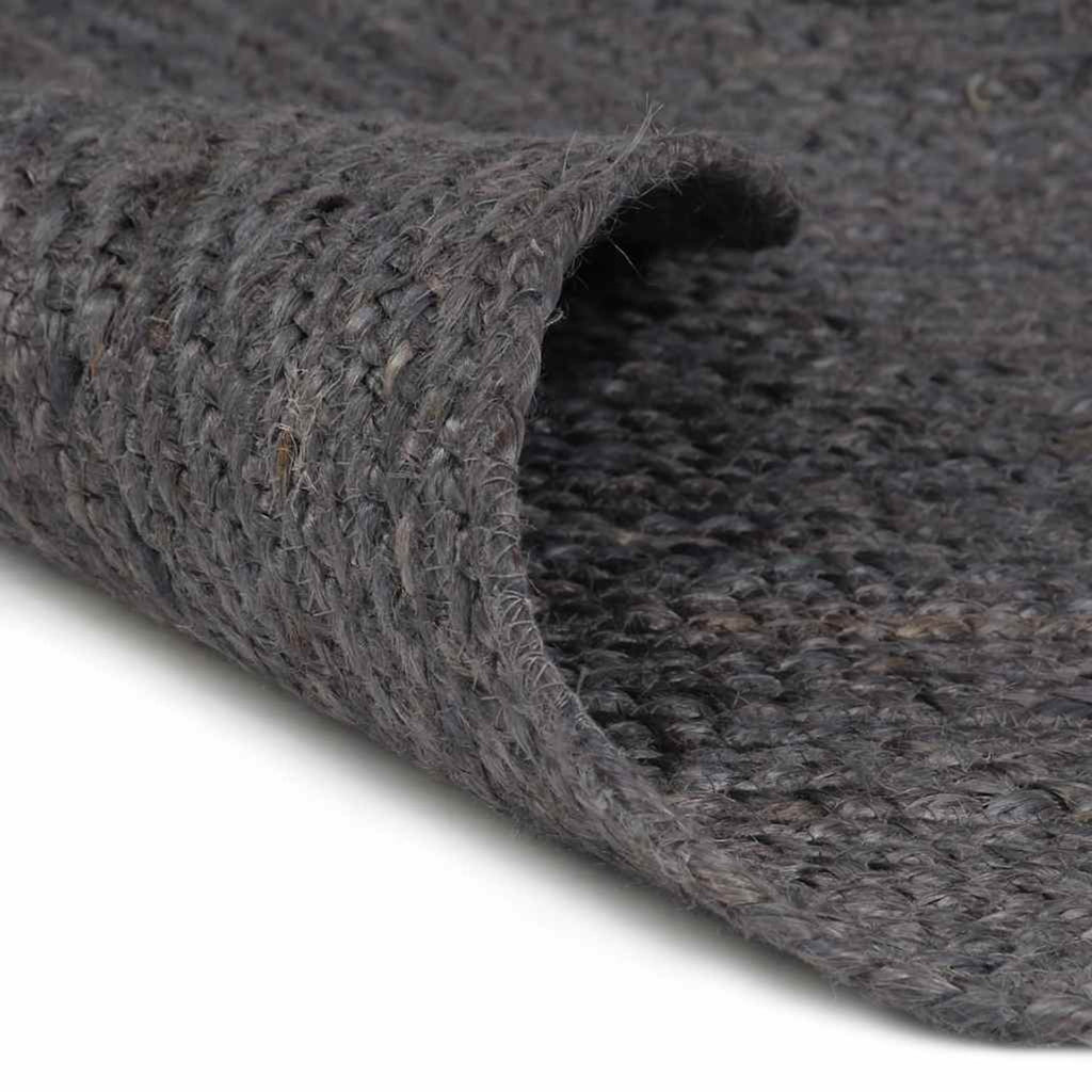 Rug Braided Jute Dark Grey 120 x 120 cm Floor Mat Home Decor Floor Covering