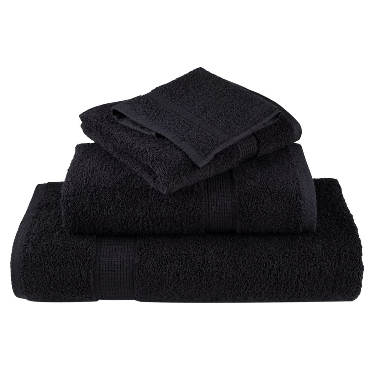 Towel Cotton Black 140 x 70 cm Bathroom Bath Linen Home Towels 2 pcs Variant 2