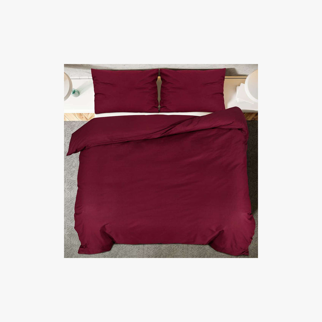 Duvet Cover Cotton Bordeaux 220 x 200 cm Bedding Bed Linen Bedroom Quilt