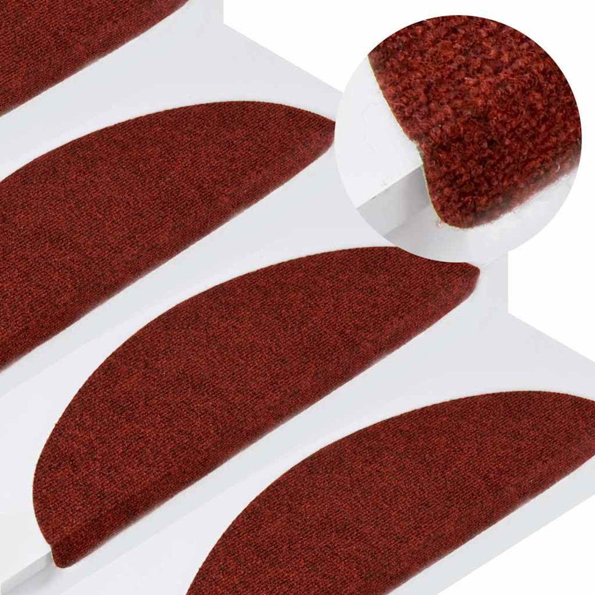 Stair Mats Self-Adhesive Needle Felt Fabric (95%Pes Red 56 x 17 x 3 cm 15 pcs