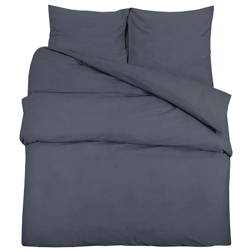 Duvet Cover Cotton Anthracite 220 x 200 cm Bedding Bed Linen Bedroom Quilt