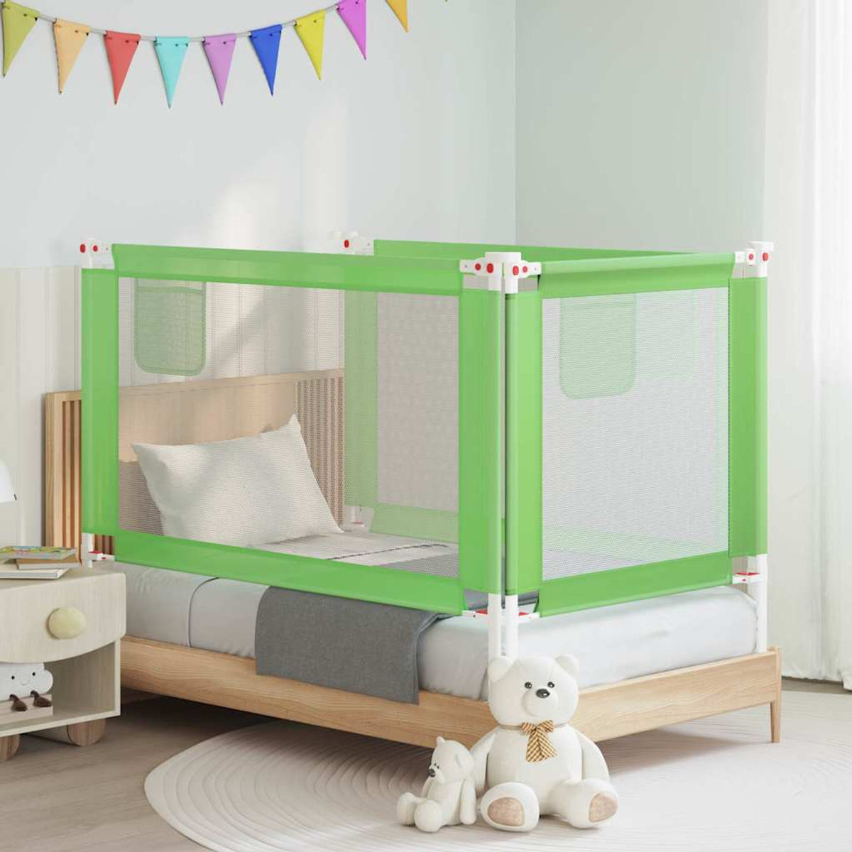 Toddler Safety Bed Rail Fabric (100% Polyester) Green 140 x 25 x 95 cm