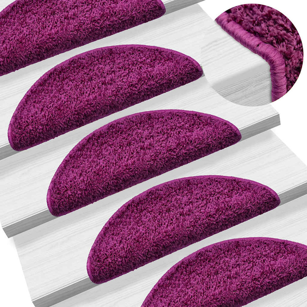 Stair Mats Violet Half Round Pp Tufted 56 x 20 x 3 cm Floor Mat Home Non Slip