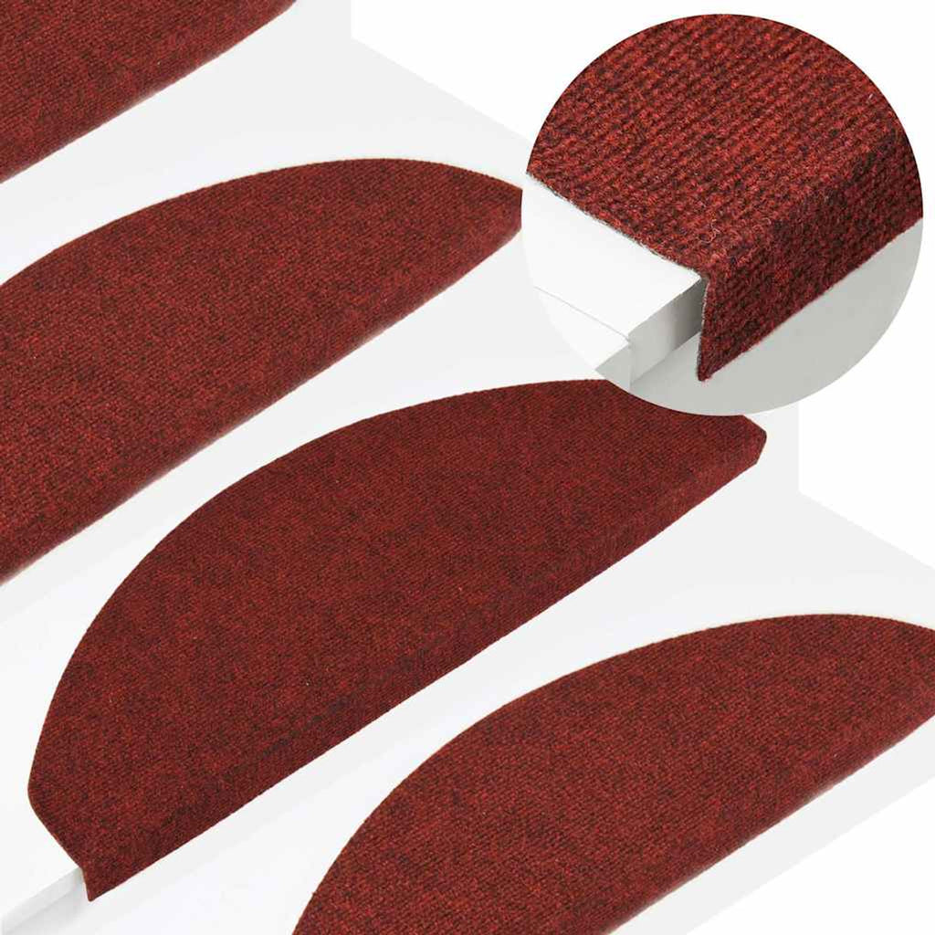 Stair Mats Self-Adhesive Needle Felt Fabric (95%Pes Red 65 x 22.5 x 3.5 cm