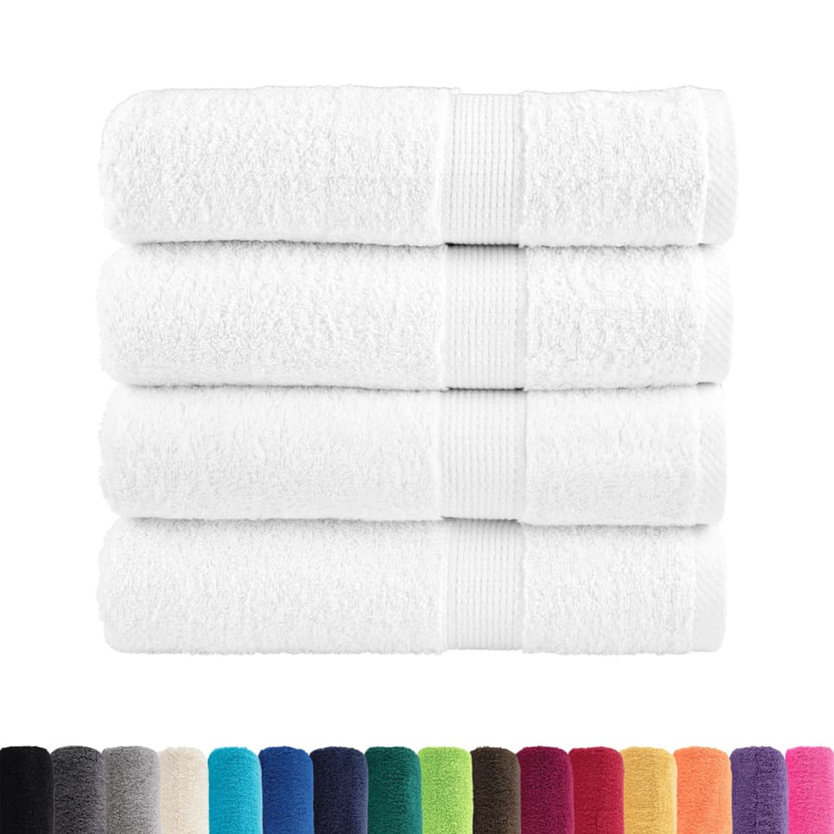 Towel Cotton White 140 x 70 cm Bathroom Bath Linen Home Towels 4 pcs Variant 2