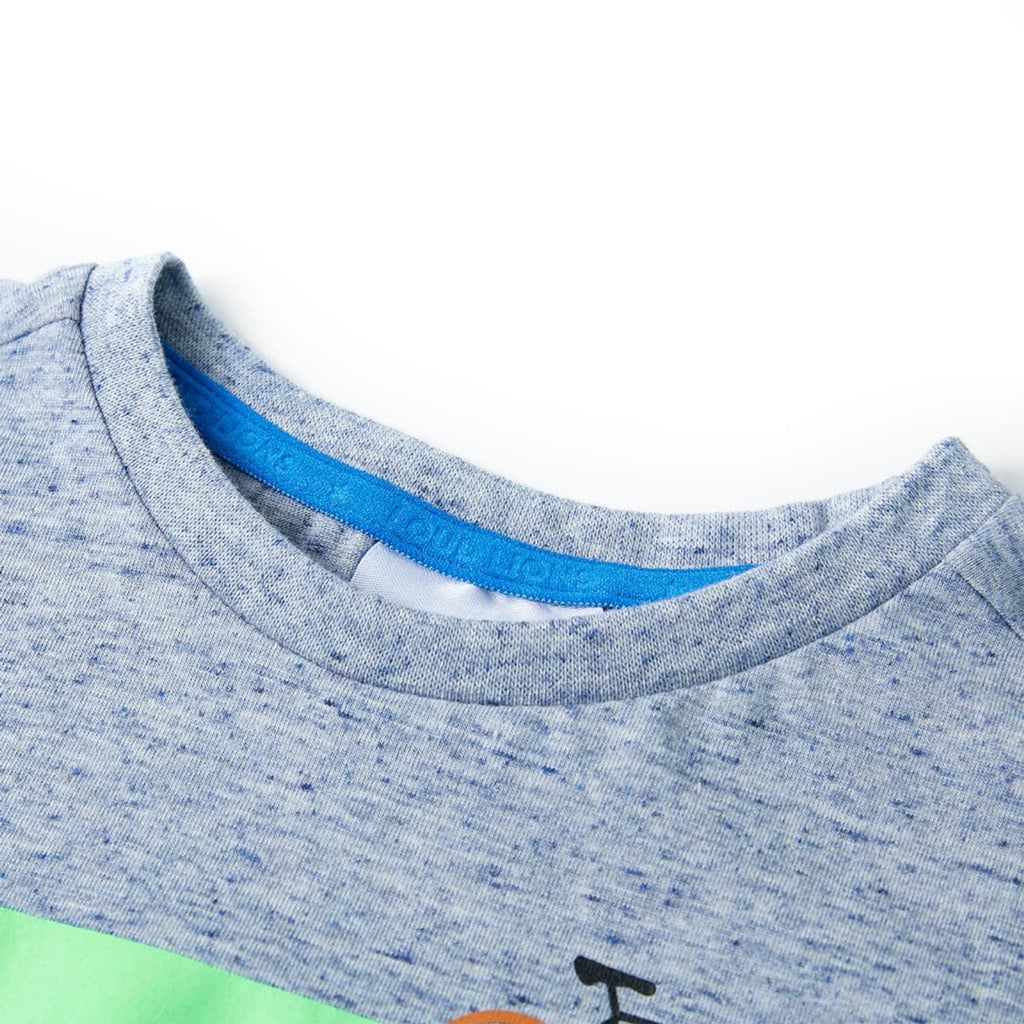 Kids T-Shirt Cotton Blue Melange 140 Children's Top Kids Clothing Kids Wear