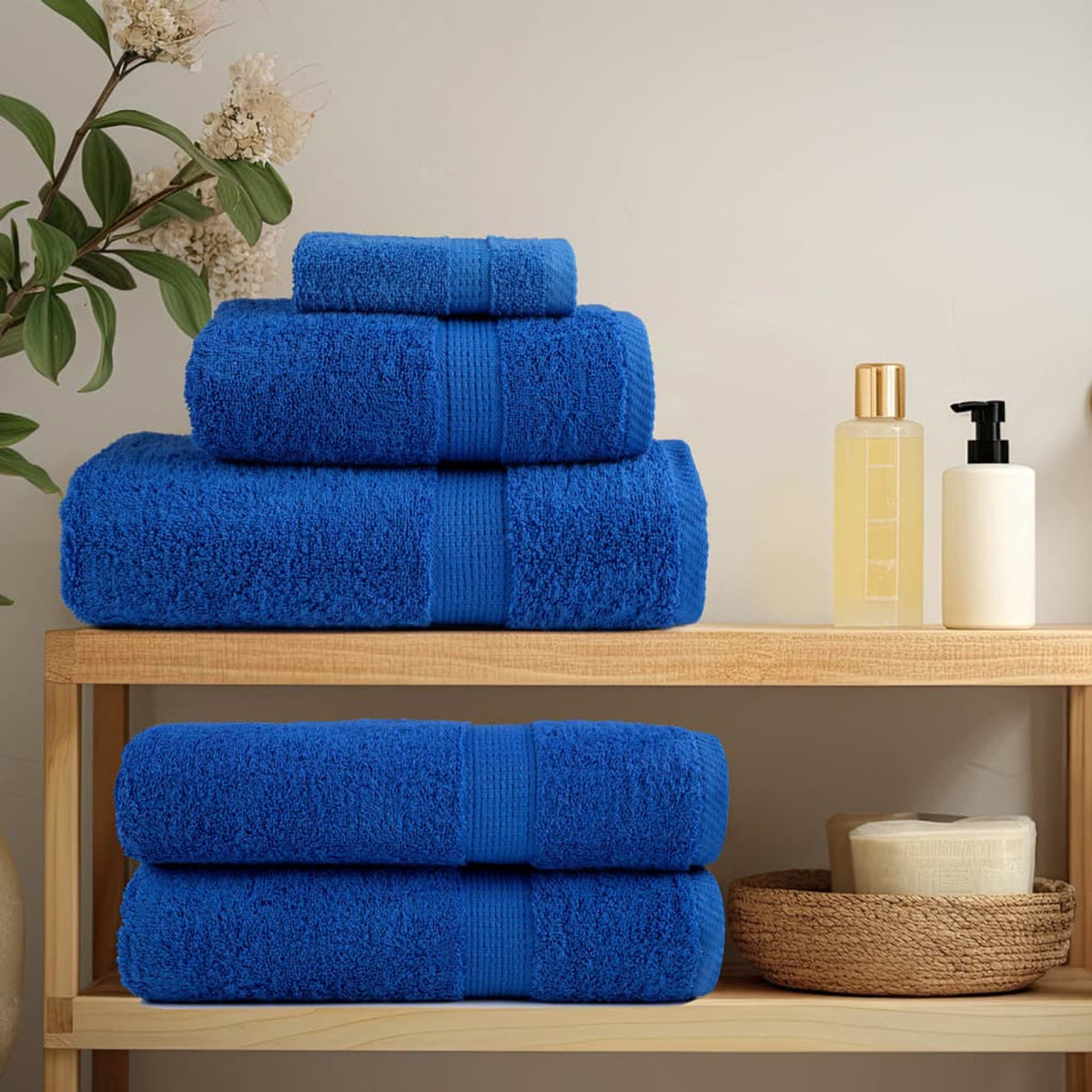 Towel Cotton Blue 200 x 80 cm Bathroom Bath Linen Home Towels 4 pcs Variant 2