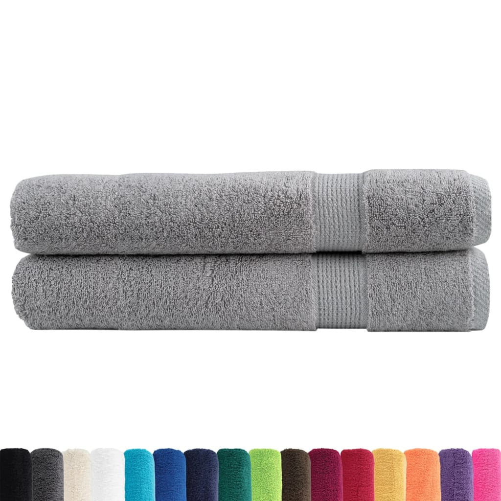 Towel Cotton Grey 200 x 100 cm Bathroom Bath Linen Home Towels 2 pcs SOLUND