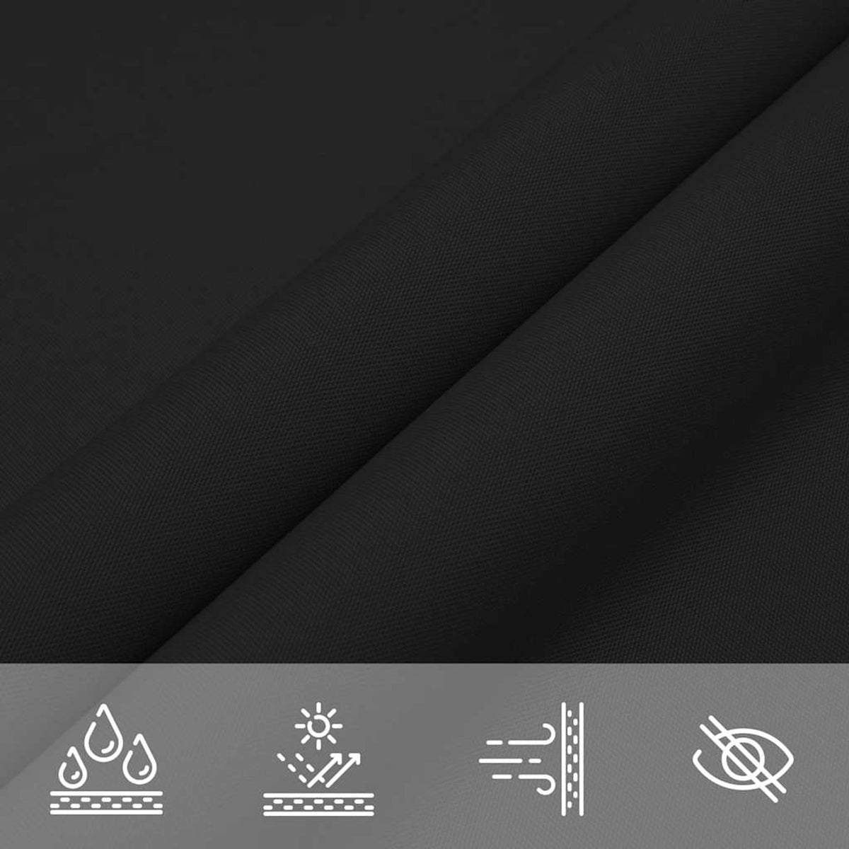 Sunshade Sail Oxford Fabric Black Water Resistant UV Resistant 200 x 350 cm