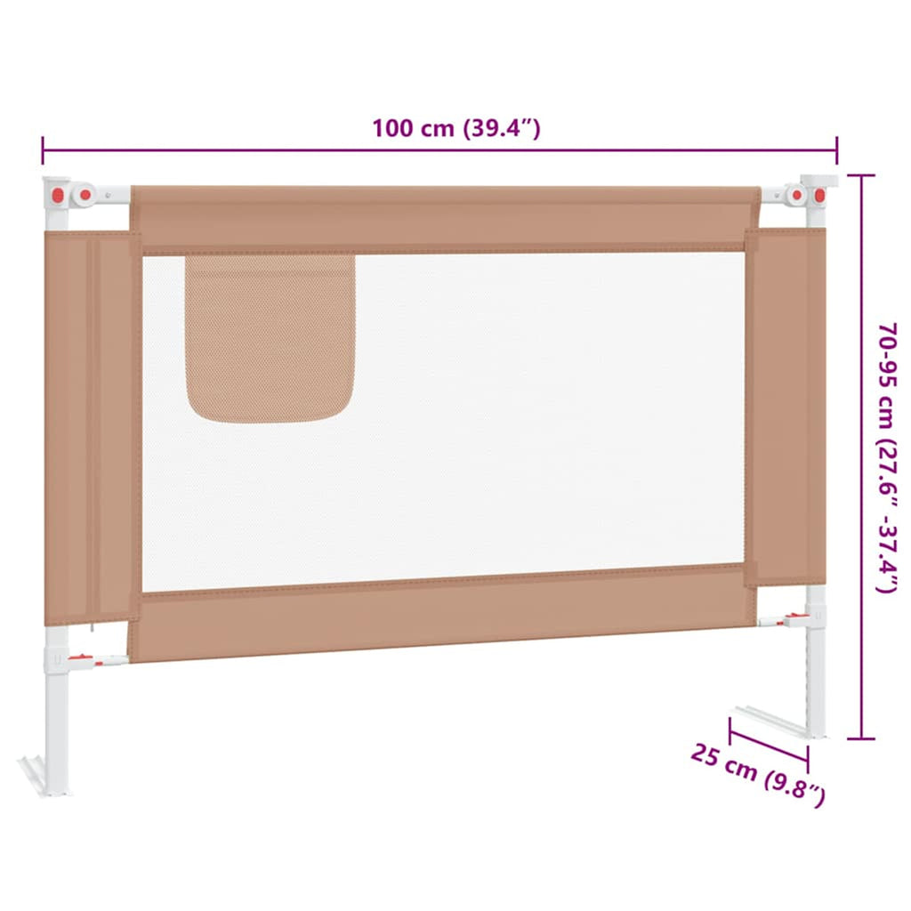 Toddler Safety Bed Rail Fabric (100% Polyester) Taupe 100 x 25 x 95 cm
