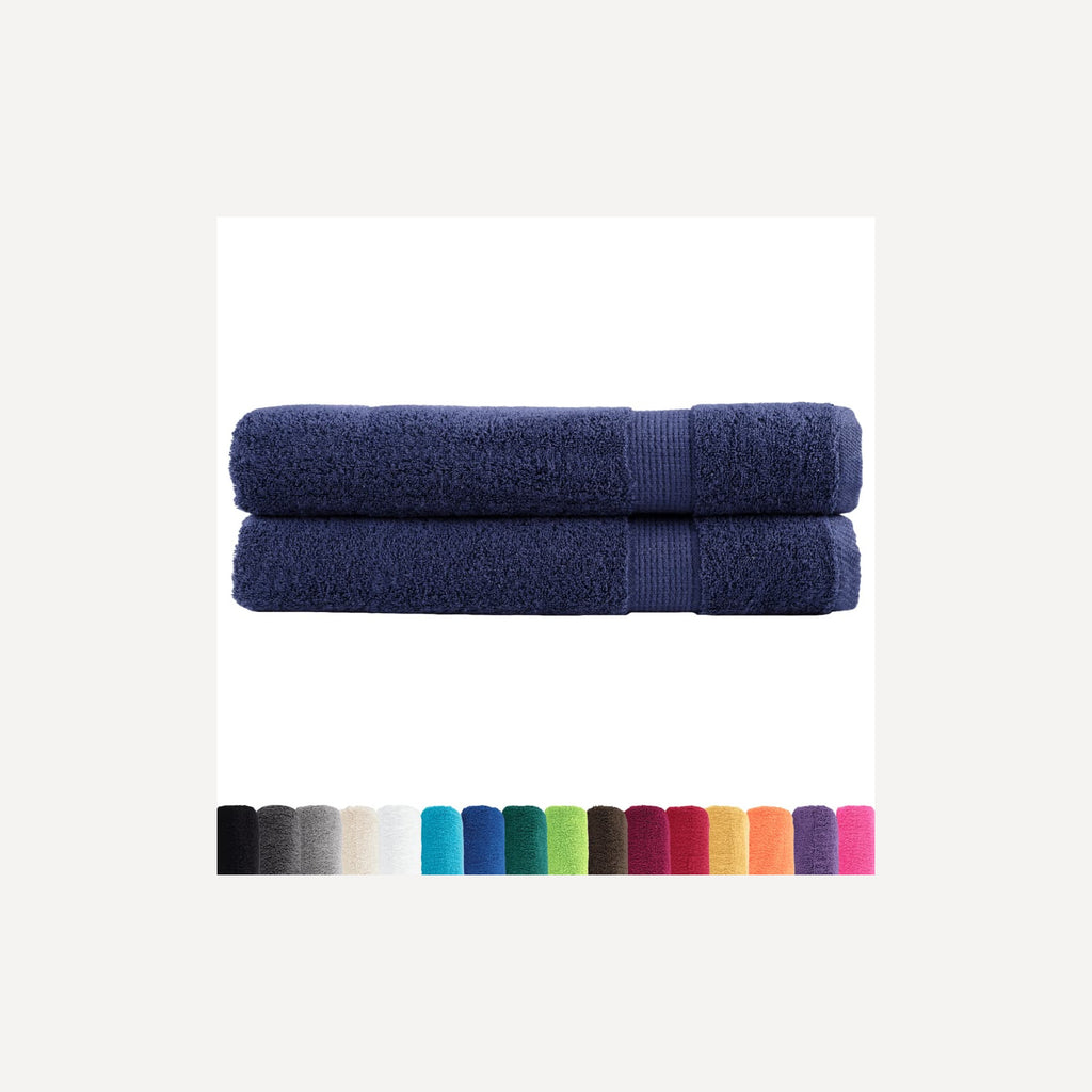 Towel Cotton Navy Blue 200 x 80 cm Bathroom Bath Linen Home Towels 2 Variant 2