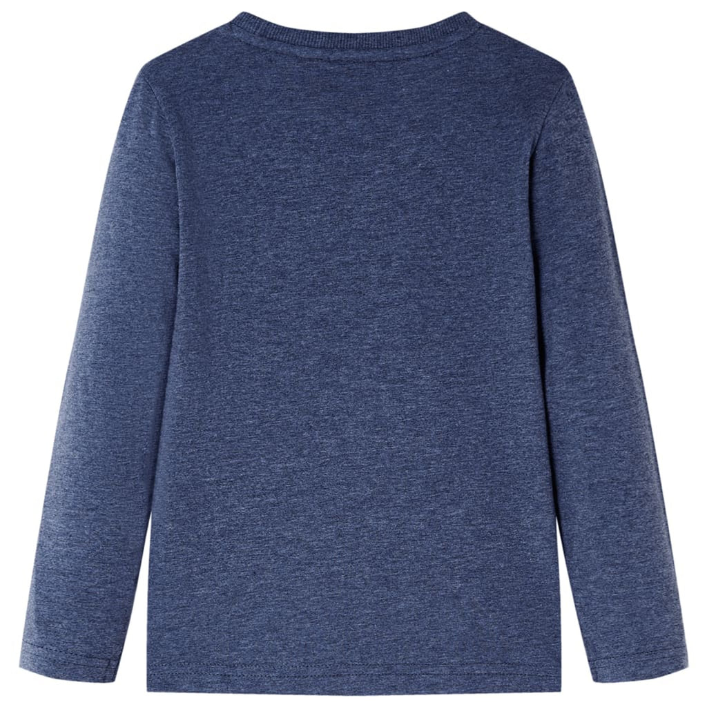 Kids T-Shirt Cotton Dark Blue Melange 128 Children's Top Kids Clothing Long