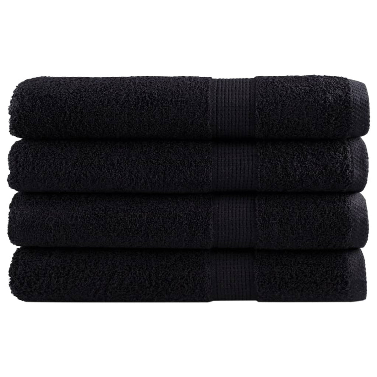 Towel Cotton Black 200 x 100 cm Bathroom Bath Linen Home Towels 4 pcs SOLUND