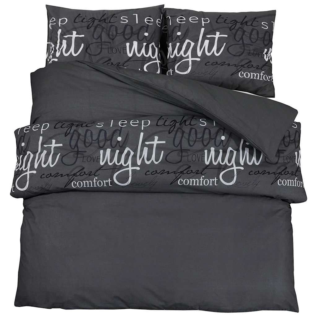 Duvet Cover Cotton Black 220 x 225 cm Bedding Bed Linen Bedroom Variant 3