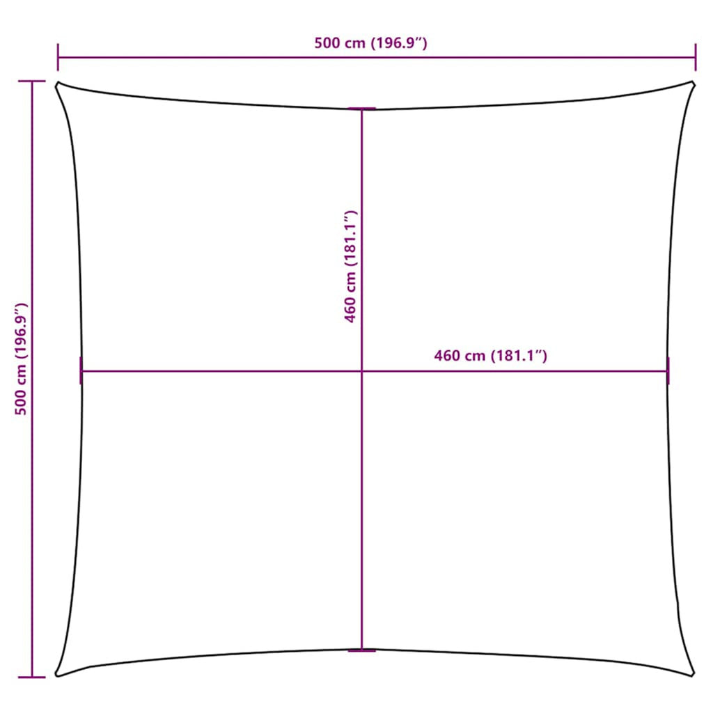 Sunshade Sail Oxford Fabric White Water Resistant UV Resistant 500 x 500 cm