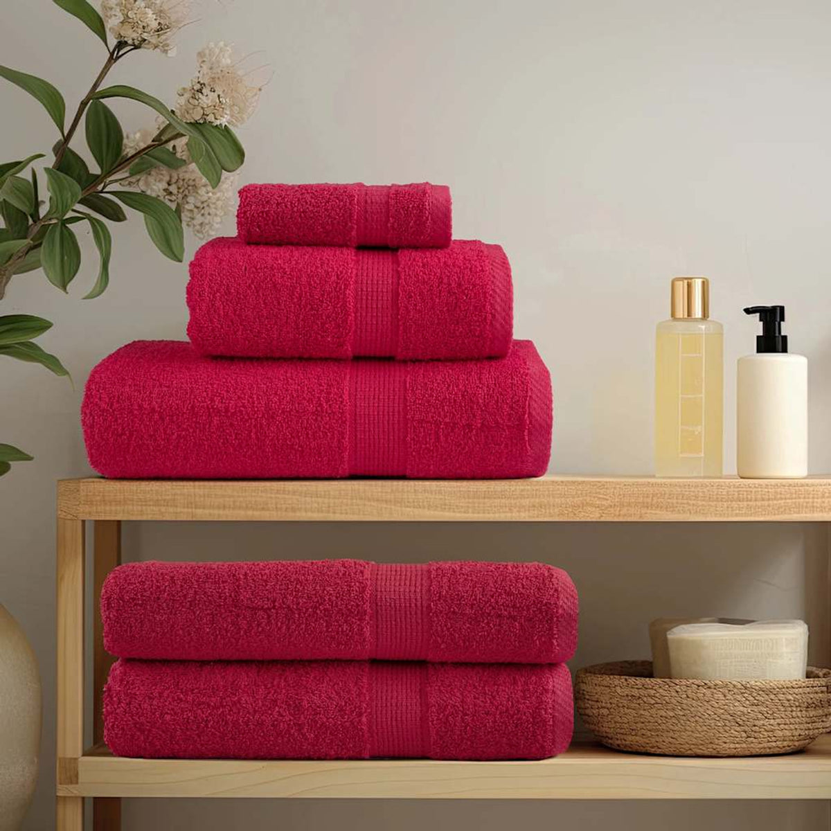 Towel Cotton Red 200 x 80 cm Bathroom Bath Linen Home Towels 10 pcs Variant 2