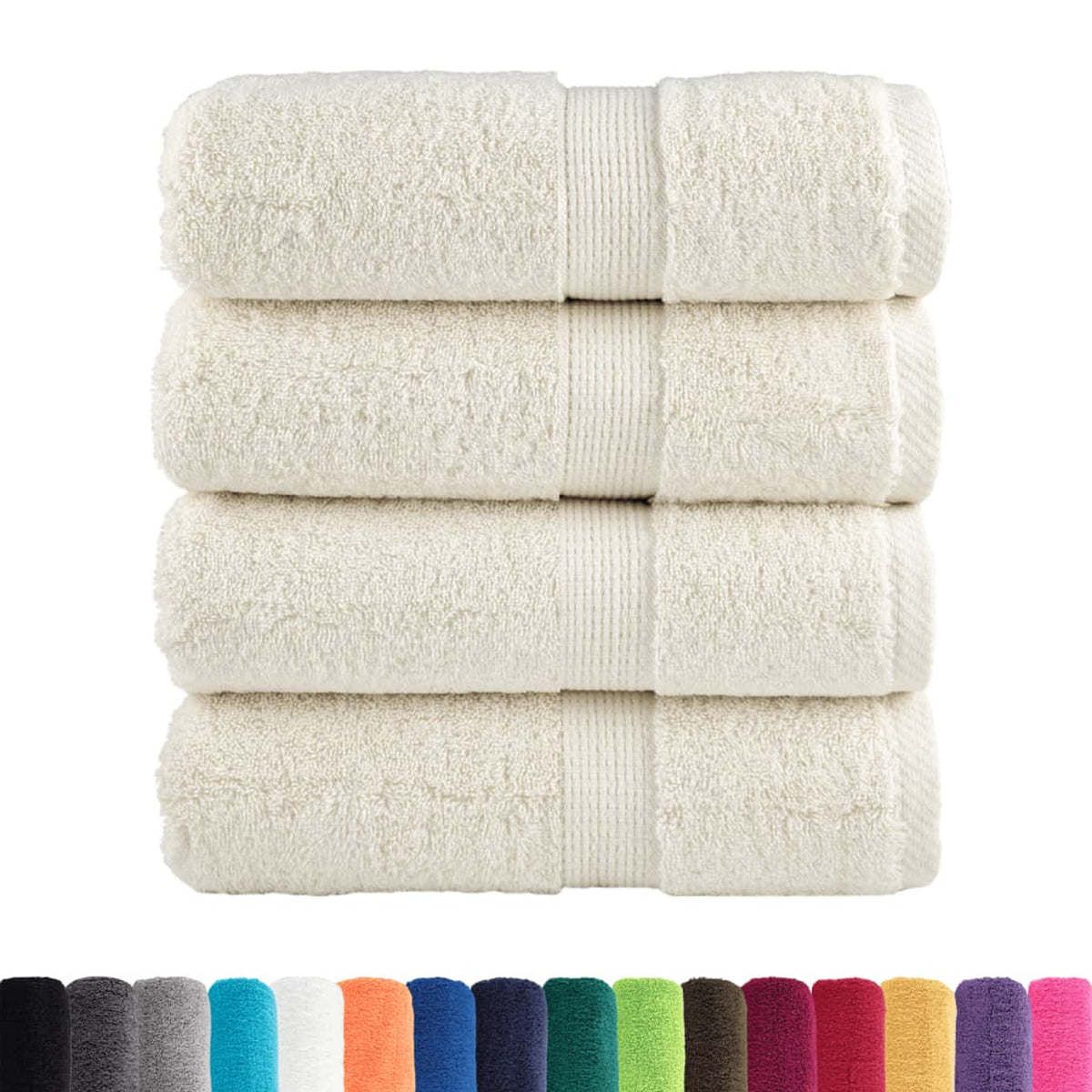 Towel Cotton Cream 30 x 30 cm Bathroom Bath Linen Home Towels 4 pcs Variant 2