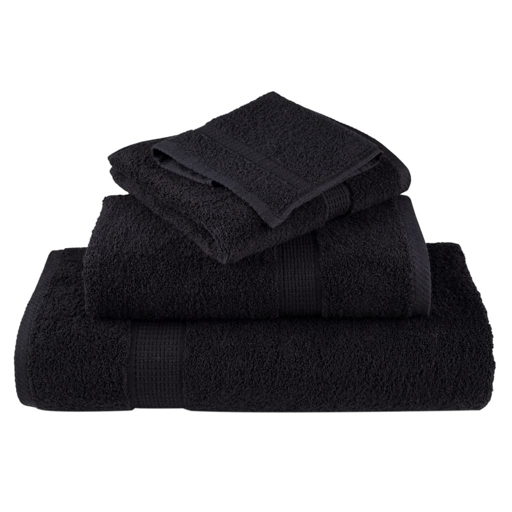Towel Cotton Black 200 x 100 cm Bathroom Bath Linen Home Towels 4 pcs SOLUND