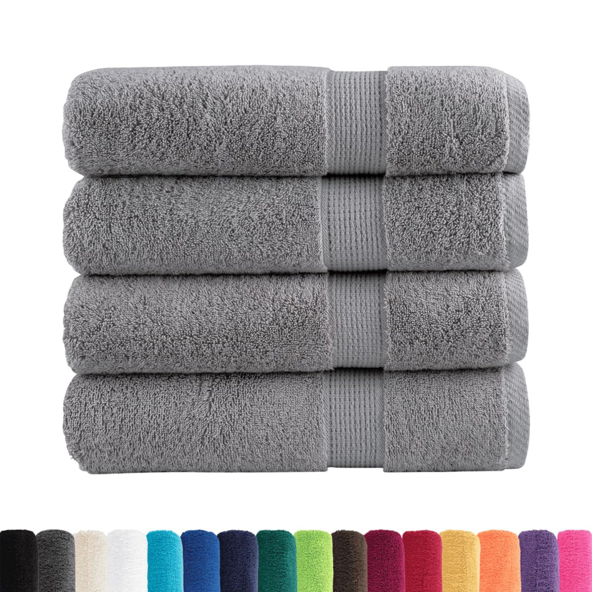 Towel Cotton Grey 150 x 100 cm Bathroom Bath Linen Home Towels 4 pcs Variant 2
